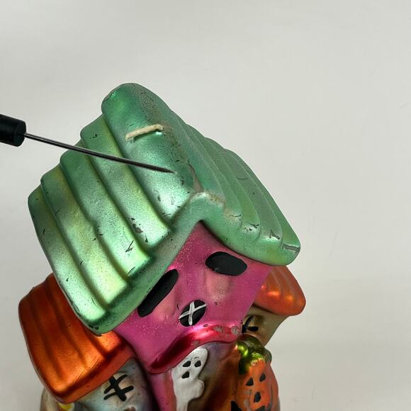 Halloween Haunted House Ghost Pumpkin Wax Candle Painted 5.75" Decor Display - Picture 12 of 14